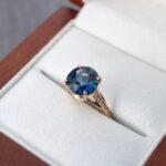 6.15ct Natural Blue Sapphire Split-Shank Diamond Ring