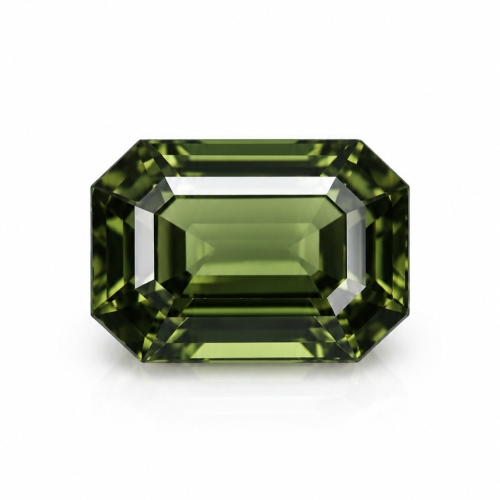 Emerald-Cut Gemstone on White 3.15ct Green Sapphire - Image 1